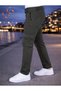 Men's Denim Pants with Cargo Pockets Lycra High Waist Zippered Khaki