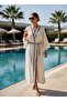 Ces Store Handmade Embroidered Linen Kaftan, 60% Linen 40% Cotton, Breathable Fabric
