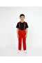 Boy's 23April 29October Outfit Black Round Neck T-Shirt-Red Pants-Red Suspender Set