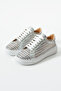 Glow Genuine Leather Women's Lame Daily Braided Sneaker Shoes - 2