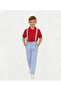 Boy's Blue Linen Trousers and Suspender Red Collared T-Shirt Set April 23-October 29 and Special Occasions