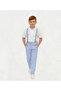 Boy's Blue Linen Trousers and Suspender White Collared T-Shirt Set April 23-October 29 and Special Occasions