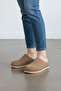 Genuine Suede Leather Closed Toe Tan Color Women's Sabo Slippers - 8