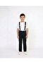 Boy's 23 April 29 October Outfit White Round Neck T-Shirt-Black Pants-Black Suspender Set