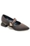 Feles blower detailed pointed toe heeled women's shoes brown - 3