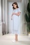 New Season Blue Short Sleeve Buttoned Design Scallop Linen Summer 100% Cotton Maternity Nightgown - 6