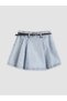 Two Mt Shop Quality Lcw Kids Blue Belted Girls Pleated Jean Shorts Skirt - 3
