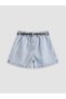 Two Mt Shop Quality Lcw Kids Blue Belted Girls Pleated Jean Shorts Skirt - 5