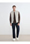 Beige Standard Fit Stand Collar Men's Puffer Vest - 2