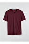 Burgundy V-Neck Combed Cotton Men's T-Shirt