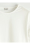 Ecru Crew Neck Embroidered Girl's T-Shirt - 2