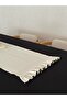 مفرش طاولة من الكتان المطرز طبيعياً بحواف مكشكشة مقاس 40 سم × 120 سم - 7