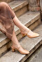 Gloria Open Back Thick Heeled Women's Shoes Beige - 3