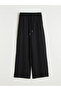 Black Elastic Waist Wide Leg Women's Trousers - 7