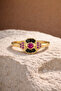 Pink Black Stone Serçek Finger-Joint Ring - 2