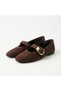Women's Babet Gold Buckle Studded Suede Mary Jane Babet Women's Stylish Daily Comfortable Flat Sole Shoes