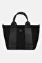 Women's Hand and Shoulder Bag Zippered Black Suede Leather Bag