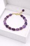 Ametist Natural Stone Bracelet with Tımbıl Cut Steel Chain Adjustable Purple Stone Women's Bracelet - 3