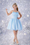 Girl's Baby Blue Color Balloon Skirted Crepe Fabric Short Evening Dress - 3