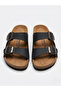 Double Buckle Women's Black Casual Summer Home Beach Stylish Slippers