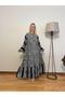 Lady Black and White Patterned Viscose Dress – Oversized Cut Long Summer Dress - 5