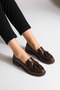 Brown Patent Leather Women's Daily Comfortable Ergonomic Mary Jane Shoes Comfortable Moccasins Campus, Office, School, College Loafer - 3