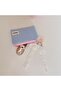 Striped Mini Makeup Bag/ Keychain/ Card Holder Wallet Organizer with Charm Detail - 5