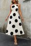 Women's Sleeveless Halter Neck Elastic Waist Digital Print Single Jersey Long Dress