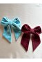 Set of 2 Velvet Bow Hair Clips - 8 cm Automatic Clip-On