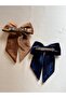 Set of 2 Velvet Bow Hair Clips - 8 cm Automatic Clip-On - 2