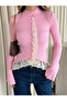 Pink Lace Detailed Design Cardigan - Th261017 - 2
