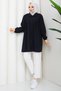 Women's Pleated Zipper Detailed Polo Collar Tunic - 4
