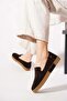 Retes Genuine Leather Women's Shoes with Sole Inserts and Side Pieces, Brown Suede