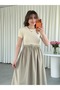 Short Sleeve Belted Poplin Detail Dress - 5