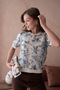 Women's Crew Neck Tulle Floral Short Sleeve Knitwear Sweater - 2