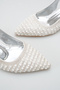 Women's Pointed Toe Pearl Detailed Elegant Champagne Heel Open Back Bridal Wedding Shoes 4cm - 3