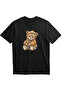 Mother-Daughter Combination Teddy Bear Printed Black T-Shirt – 100% Cotton Oversize Comfortable Fit - 2