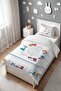 Cheerful Vehicles Crossing Patterned Single Baby Kids Bedding Set - 3