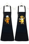 Kitchen Apron Set of 2 Stain-Resistant Water-Repellent Fabric Fade-Resistant Print Chef Golden Double Kitchen Apron - 3