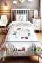 Cheerful Vehicles Crossing Patterned Single Baby Kids Bedding Set