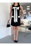 White Bowknot Zero Sleeve Mini Dress - 5