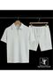 Ottoman Shorts and Zippered Polo T-Shirt Set Short Sleeve Summer Casual 100% Cotton - 2