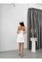 White Bow Detail Mini Evening Dress Graduation Dress - 6