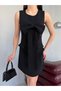 Black Bowknot Zero Sleeve Mini Dress - 6