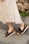 Ern 0053 Eren Shoes&Bag Genuine Leather Buckle Fastening Velcro Strap Thick Sole Sandals Real Leather Black - 6