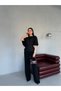 Black Back-Tie Flounce Sleeve Blouse - 2