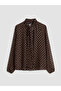 Lcw Vision Brown Scarf Collar Polka Dot Blouse - 4