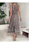 New Season Ethnic Patterned Zero Sleeve Single Jersey Dress with Gipeli Waistband - 2