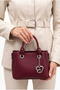 Mini Size Burgundy Heart Accessory Detailed Long Arm Strap Crossbody Bag