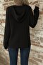 Women's Long Sleeve Hooded Front Buttoned and Lace-Up Waffle Blouse - 2